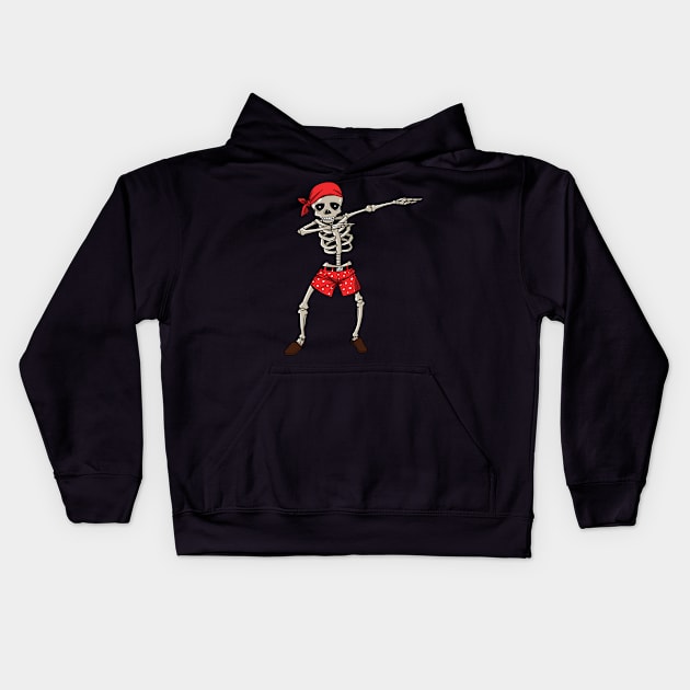 Halloween Pirate Dabbing Skeleton Gift Dab design Kids Hoodie by theodoros20
